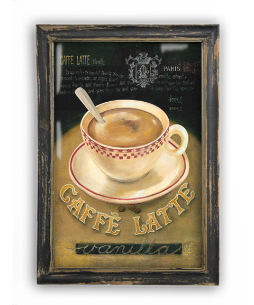 Пано в дървена рамка  "Caffe Late"