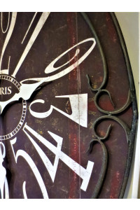 Стенен часовник елипса - дърво/ковано желязо 